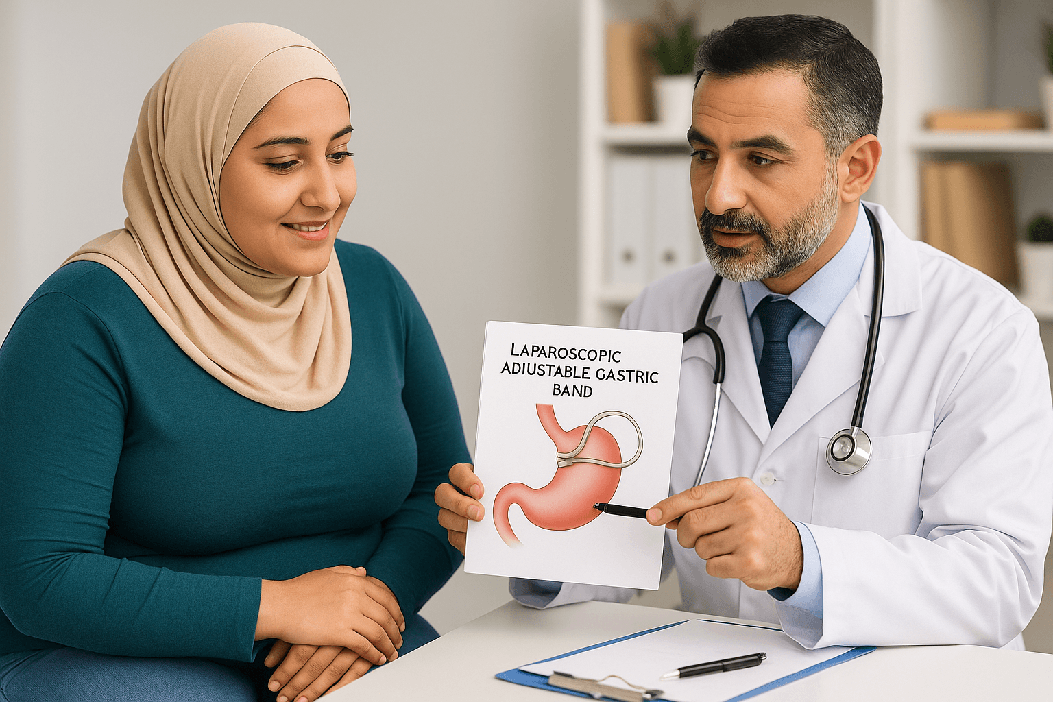 Illustration of a Laparoscopic Gastric Band